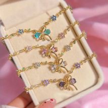 Blau Rosa Zirkon Bogen Manschette Armband für Frauen Y2Y Luxus Hochwertige Charm Armband Mode Persönlichkeit Hochzeit Zierliche Accessoires