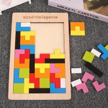 Blocchi di legno Puzzle Rompicapo Giocattolo Tangram Jigsaw Intelligenza Colorato 3D Blocchi russi Montessori Educativi
