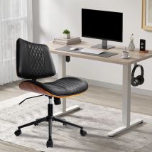 Sedia da ufficio Durrafy senza braccioli, sedia moderna in noce, sedia da scrivania con pelle, altezza regolabile, sedia piccola, pelle PU, Ubolo