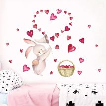 1pc Cartoon Kaninchen Herz Wand Aufkleber für Kinderzimmer Dekor Abnehmbare Schlafzimmer Wohnzimmer Hause Dekoration Wand Aufkleber