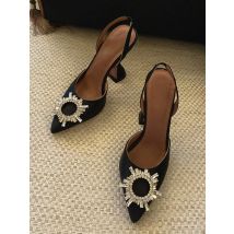 2025 Brand women Pumps luxury Crystal Slingback High heels Summer bride Shoes Comfortable triangle Heeled Party Wedding Shoes