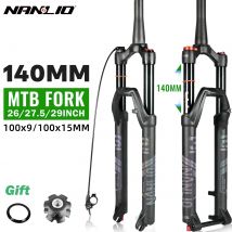 Nanlio X7 PRO Czarne amortyzowane widelce ze stopu aluminium z regulacją odbicia Widelce olejowe i gazowe Metalowe tuleje 26/27,5/29 cali 140 mm