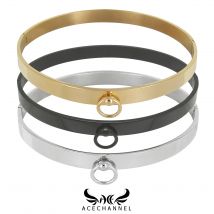 Polished Stainless Steel Slave Choker Necklace Gold Black Silver Color Fetish Wear Women's Jewelry