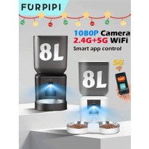 Comederos automáticos inteligentes para gatos Furpipi de 8L con cámara HD de 1080P, alimentador para mascotas con WiFi 5G, Control por aplicación Tuya, dispensador inteligente de croquetas para perros