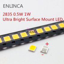 50–100 Stück SMD-LED 2835, weißer Chip, 0,5 W, 1 W, 3 V, 6 V, 9 V, 18 V, 50–55 lm, ultrahelle LED-Leuchtdiodenlampe zur Oberflächenmontage