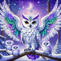 Eulen-Mama und Jungfrau-Vögel, 5D-Diamant-Malerei-Set zum Selbermachen, Neu 2025, 5D-Diamant-Mosaik-Kunst für Erwachsene,