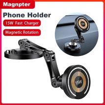 Supporto magnetico per telefono per auto Supporto per rotazione caricabatterie wireless Supporto per telefono per auto Magsafe Ricarica rapida per IPhone 17 16 15 14 Samsung