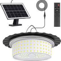 244 LED solarbetriebene Schuppenleuchte für den Innen- und Außenbereich, Bewegungsmelder-Pendelleuchte mit Fernbedienung, 5 Modi für Scheune, Pavillon, Garage