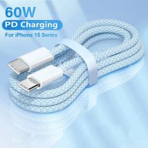 PD 60W USB C a Tipo C Cavo a colori Cavo dati di ricarica rapida per iPhone 15 Samsung Huawei Tipo C Cavo per tessitura Accessori per telefoni
