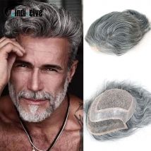 # 1B60 Grau Natürliche Welle Mono PU Spitze Vorne Toupet Für Männer Echthaar Unsichtbare Haarteil Männliche Perücke Männer der Kapillare Prothese