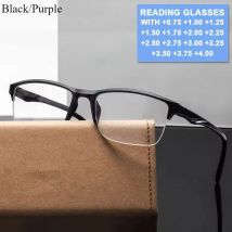 Quadratische Lesebrille, ultraleicht, halber Rahmen, Presbyopie-Brille, Herren und Damen, +0,25 0,5 0,75 1,25 1,5 1,75 2 2,25 2,5 2,75 3,0