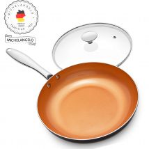 MICHELANGELO 10-Zoll-Kupfer-Antihaft-Bratpfanne mit Deckel, kratzfeste Keramikbeschichtung, Ofen und spülmaschinenfest für die Küche