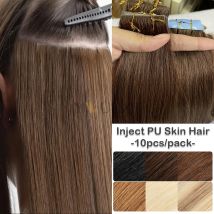 Unsichtbare PU-Hautschuss-Haarverlängerungen, natürlich, gerade, 30,5–55,9 cm, maschinelles Remy-nahtloses Klebeband im Echthaar, 10 Stück/Packung