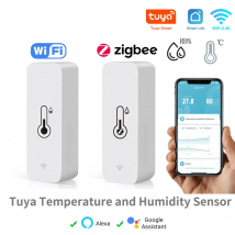 Tuya wifi zigbee temperatur feuchtigkeit sensor innen feuchtigkeit sensor batterie betriebene app überwachung für alexa google home voice