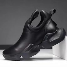 2024 Winter New Men's Warm Thick Soled Leather Surface Korean Edition Personalized Trend Increase Casual Sports Cotton Shoes