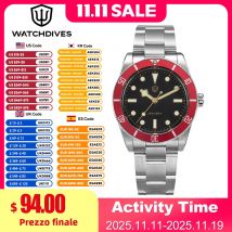 Watchdives WD7922 BB54 Orologio VH31 Sweep Secondo Movimento Cristallo di zaffiro 20bar Impermeabile C3 Luminoso 37mm Orologi vintage