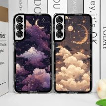 Schöne Y2K süße Wolken Mond ästhetische Handyhülle für Samsung Galaxy S25 S24 S20 S21 FE S22 Plus S23 Ultra 5G Soft Cover Funda
