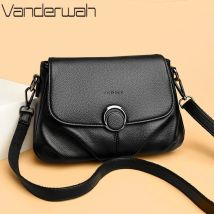 Top Quality Soft Leather Female Crossbody Bag Elegant Solid Color Shoulder Bags for Women Versatile Casual Purses and Handbags