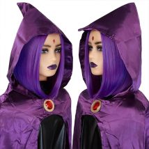Mittelscheitel kurze lila Bob gerade Perücken für Frauen Superhelden-Cosplay-Perücken natürliche synthetische Perücken für Anime-Kostüme Halloween