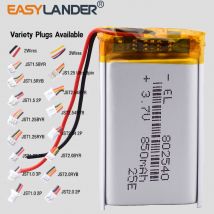 JST2,0 mm 3Pin JST1,0 2P JST1,25 2P 802540 3,7 V 850 mAh wiederaufladbarer Lithium-Lipo-Li-Ionen-Polymer-Akku