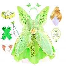 Mädchen basteln Glocke Kostüm Kinder grüne Fee Prinzessin Tinkerbell Kostüm Geburtstags feier Halloween Cosplay Outfits Wald party