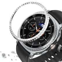 Anello con castone in diamante per Samsung Galaxy Watch 8 classic 46mm Custodia protettiva con cornice in metallo Shell Galaxy Watch 8 Classic Protective