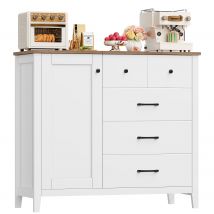 Credenza, armadio da cucina con 5 cassetti e 1 anta, armadio buffet con piastra da lavoro per cucina, sala da pranzo, soggiorno, corridoio