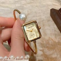 Sunlifex Femme Luxury Women's bracelet Watch 1 Large Pearl Cut Glass Square Dial Quartz Wristwatch Hand Bangle Saati Relojes