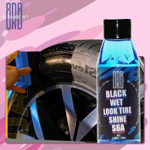 Black Wet Look Tire Shine Dressing - Automotive Clear Coat Tire Dressing Spray for Glossy Wet Tire Look, Vinyl & Plastic, with UV