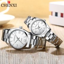 CHENXI Lässige Mode-Paaruhr, Edelstahlarmband, leuchtende Herren- und Damen-Quarz-Armbanduhr im klassischen Stil, Geschenk für Liebhaber