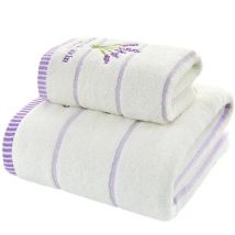 Terry Cloth Cotton Towel Set, Small Face Hand Towel, Lavender Purple and White, Home Bath Towels Bathroom, Absorbent, 2pcs/set