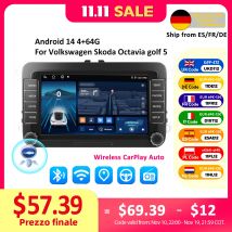 ESSGOO Android 14 4G 64G For Volkswagen Passat b6 b7 golf 5 6 Polo Jetta Skoda Car Radio Multimedia Player GPS WiFi RDS Carplay