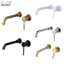 EllEN Moderne Messing Wandmontage Badezimmer Waschbecken Wasserhahn Wand Waschbecken Schwenkauslauf Bad Mischbatterie Kran Antik Bronze fertig ELK202
