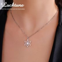 Lucktune Weihnachts-Schneeflocken-Weihnachtsmann-Anhänger-Halskette, Edelstahl, Elch, Schneemann, Kettenhalskette, Damen, neuer Schmuck, Geburtstagsgeschenk