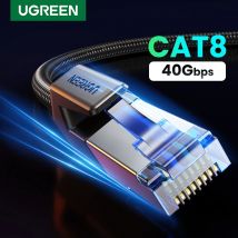 Kabel Ethernet UGREEN CAT 8 Szybki, Oplotowany, 40 Gbps, 2000 MHz, Kabel Sieciowy LAN RJ45 Ekranowany, Do Użytku Wewnętrznego, Do Routera, PC, PS5, Modemu, Xbox