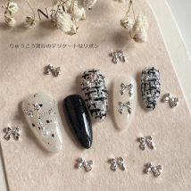 10 Teile/los Nette Gold Silber Bogen Nagel Charms Legierung Japanische Bowknot Band Metall Zubehör Nail art Dekorationen