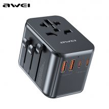 AWEI GaN adattatore da viaggio universale 35 65W 100W USB e tipo C adattatore per spina internazionale a ricarica rapida spina EU/UK/USA/AUS per i viaggi