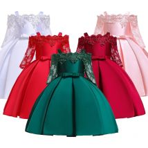 Halbarm Blume Party kleid für Mädchen Weihnachts kostüm Spitze Mädchen Prinzessin Kleider Bogen Geburtstag Hochzeit Kinder Kleidung 2-10 Jahre