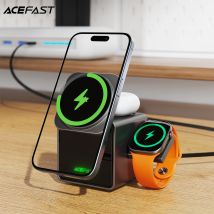 ACEFAST Stazione di ricarica wireless magnetica 3 in 1 per iPhone 17 16 Pro Max Caricatore elettrico con cavo USB C per iWatch E34