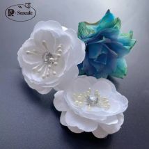 50pcs/Pack.3D Diamond Feather Flowers.DIY Craft Supply,White Handmade Fabric Chest Flowers,Hair Accessories  Decorations.RS24302