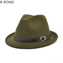 Europäische Klassische filz Fedoras Hut für Männer Frauen Cowboy Trilby Kappe Homburg Kirche Jazz Hut mit Gürtel