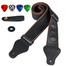 7 sztuk/zestaw pasek gitarowy czarna skóra PU + bawełna na akcesoria do instrumentów muzycznych Ukulele Bass
