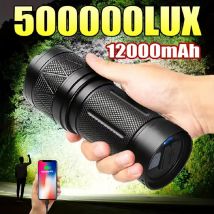 Torcia LED ultra luminosa, ricaricabile 12000mAh con batteria 3*18650, torcia tattica IPX6 impermeabile zoomabile per il campeggio
