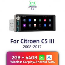 Wireless Carplay Autoradio 6.86 "Schermo 1Din Radio Android Car Multimedia per Citroen C5 III 2008-2017 Unità principale stereo GPS WIFI