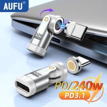 AUFU 9Pin Magnetischer USB-C-Adapter 240 W USB C auf Typ C Schnelllade-USB-C-Buchse-Konverter für iPhone 16 15 Laptop MacBook Samsu