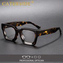 CATERSIDE Retro Square Men's Optical Glasses High-Quality Acetate Thick Frame Prescription Glasses Women's Daily Reading Glasses