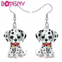 BONSNY acrilico carino dalmata cucciolo goccia ciondola orecchini gioielli regali per le donne ragazze amanti del cane