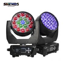 SHEHDS 2PCS LED Strahl + Waschen 19x15W RGBW Zoom Beleuchtung Mit Flightcase für DJ Disco Party Bar