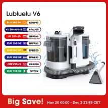 Lubluelu V6 Mocny Odkurzacz do Dywanów 15kpa Wydajna Maszyna Czyszcząca Parą do Sof, Zasłon, Mokrych Tkanin z Podwójnymi Zbiornikami 1.75L