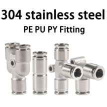 1Pc PU PY PE 304 Stainless Steel Metal Pneumatic Quick Coupling 4 6 8 10 12 14 16mm Push in Air Hose Connector PU4 PE6 PY8 PE16